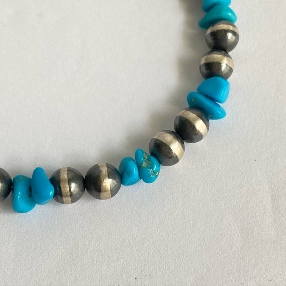 Turquoise Nugget Bracelet Sterling Silver Desert Pearl Sleeping Beauty Stone 7.5 - Picture 4 of 10